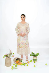 Ivory Peach - Aqua Bloom 3-Piece Printed Lawn Suit