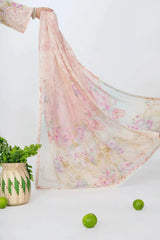 Ivory Peach - Aqua Bloom 3-Piece Printed Lawn Suit