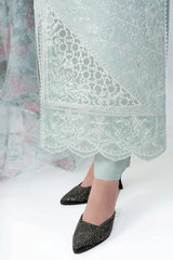 Pastel Mint Green embroidered 3-Piece Lawn Suit with Printed Khadi Net Dupatta