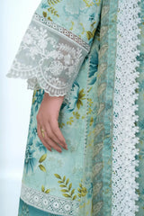 Ivory Bloom – Aqua Sea Green 3-Piece Printed Lawn Suit