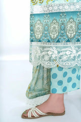 Ivory Bloom – Aqua Sea Green 3-Piece Printed Lawn Suit