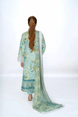 Ivory Bloom – Aqua Sea Green 3-Piece Printed Lawn Suit