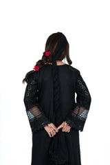 Jet Black Fully Embroidered Chikankari 3-Piece