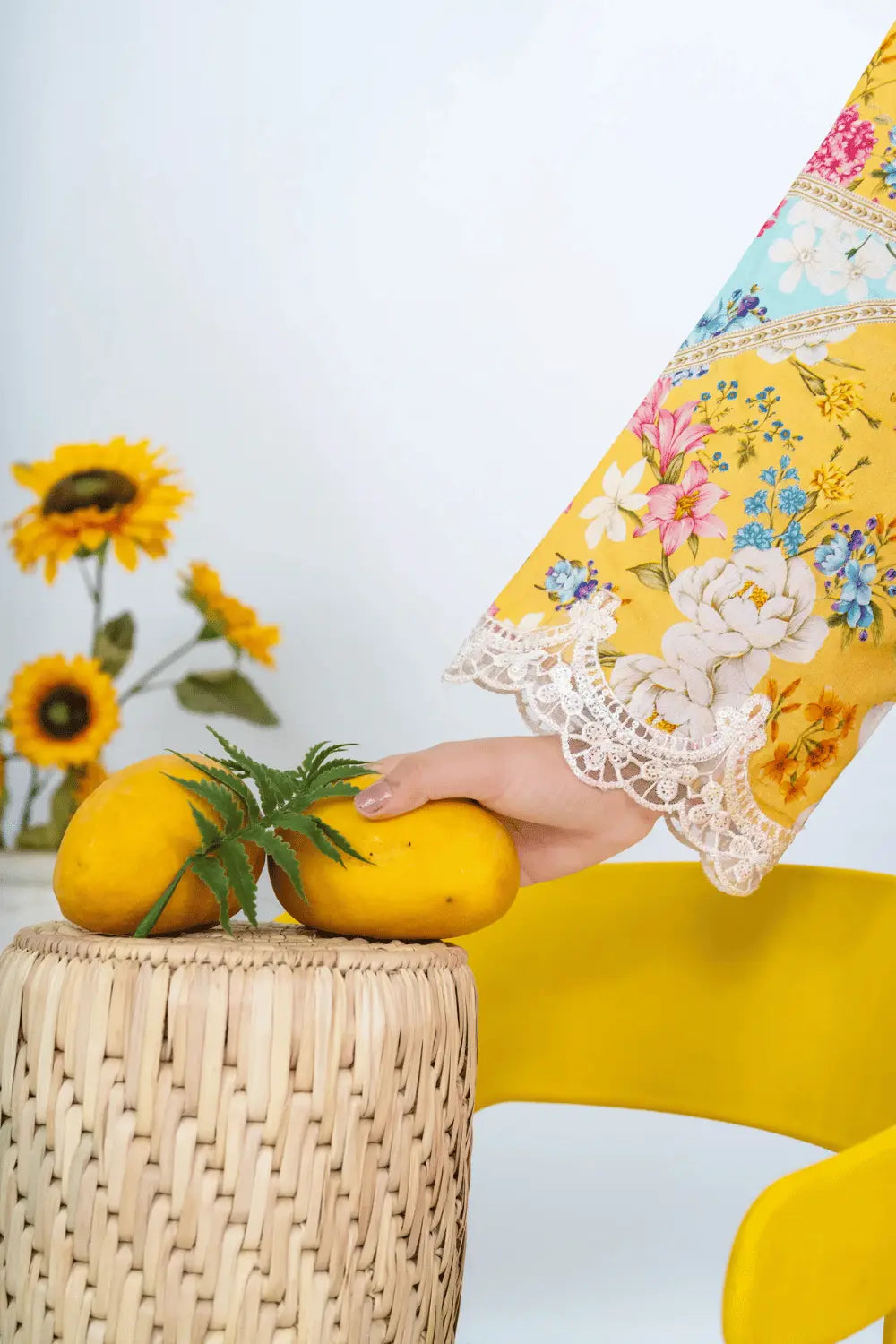 Mustard Yellow Printed & Embroidered 3-Piece Lawn Suit
