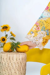 Mustard Yellow Printed & Embroidered 3-Piece Lawn Suit