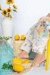 Mustard Yellow Printed & Embroidered 3-Piece Lawn Suit