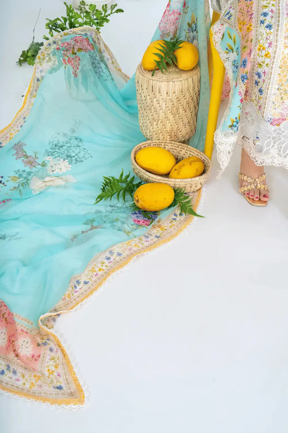 Mustard Yellow Printed & Embroidered 3-Piece Lawn Suit