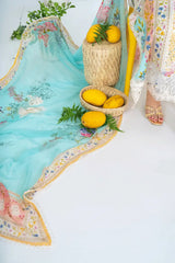 Mustard Yellow Printed & Embroidered 3-Piece Lawn Suit